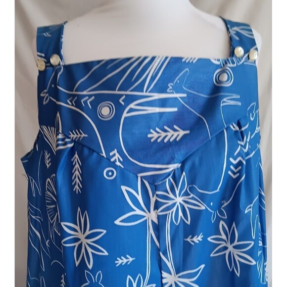 '70s SunDress Alice Of California M Blue Funky Animal Graphic Print Dress New - Picture 9 of 12